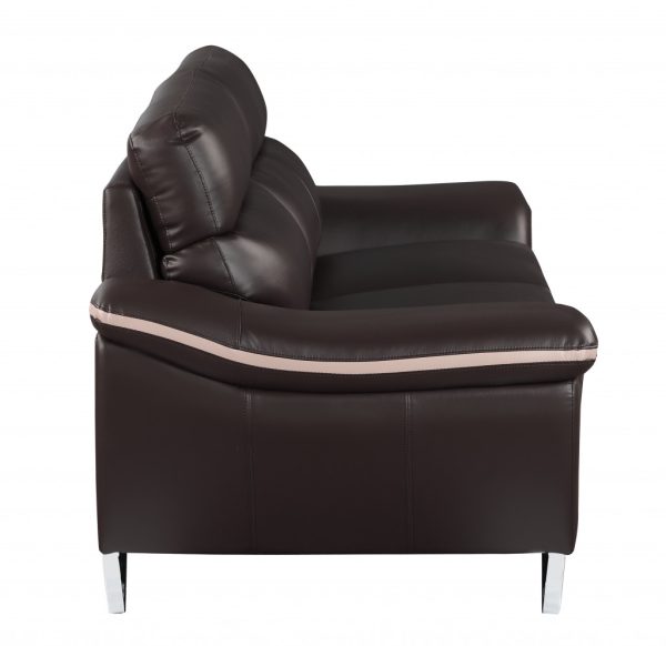 Leather Match Solid Color Pillow Top Arms Club Chair Silver Legs - Image 5