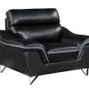 Leather Match Solid Color Pillow Top Arms Silver Legs - Image 2