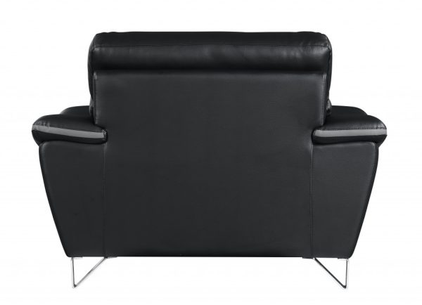 Leather Match Solid Color Pillow Top Arms Silver Legs - Image 3