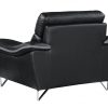 Leather Match Solid Color Pillow Top Arms Silver Legs - Image 4