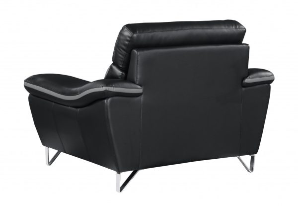 Leather Match Solid Color Pillow Top Arms Silver Legs - Image 4