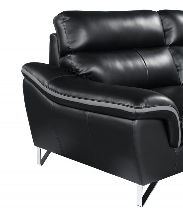 Leather Match Solid Color Pillow Top Arms Silver Legs - Image 5
