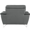 Leather Match Solid Color Pillow Top Arms Silver Legs - Image 3