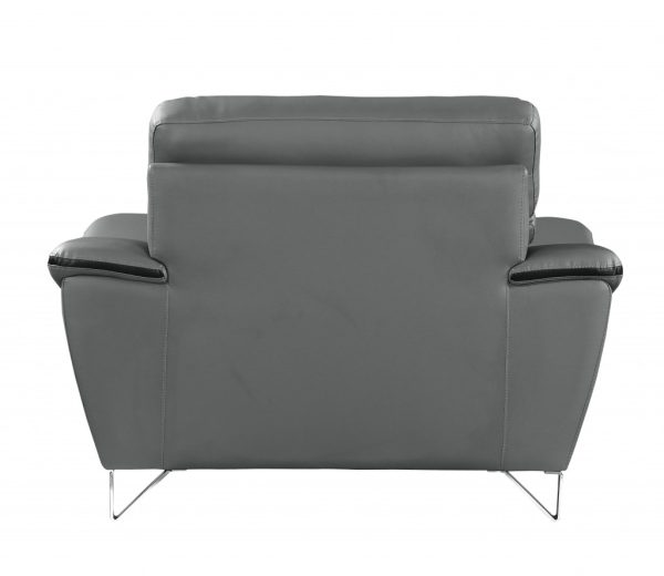 Leather Match Solid Color Pillow Top Arms Silver Legs - Image 3