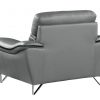 Leather Match Solid Color Pillow Top Arms Silver Legs - Image 4