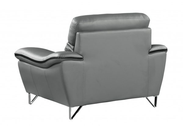 Leather Match Solid Color Pillow Top Arms Silver Legs - Image 4