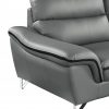 Leather Match Solid Color Pillow Top Arms Silver Legs - Image 5