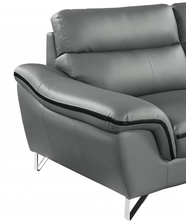 Leather Match Solid Color Pillow Top Arms Silver Legs - Image 5