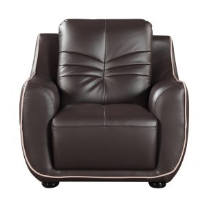 Leather Match Solid Color Flared Arms Club Chair Brown Legs