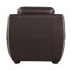 Leather Match Solid Color Flared Arms Club Chair Brown Legs - Image 3