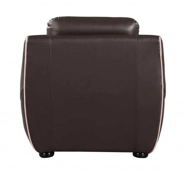 Leather Match Solid Color Flared Arms Club Chair Brown Legs - Image 3