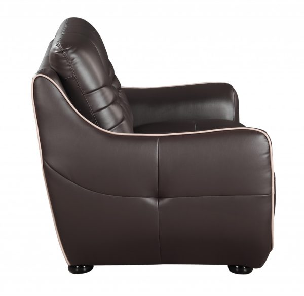 Leather Match Solid Color Flared Arms Club Chair Brown Legs - Image 4