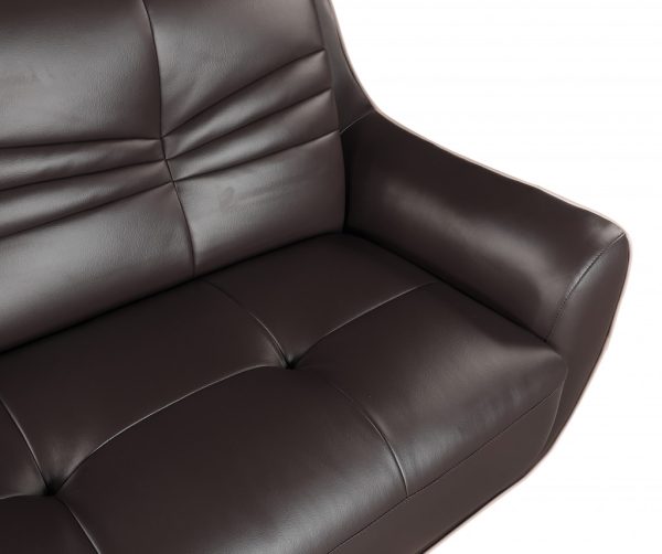 Leather Match Solid Color Flared Arms Club Chair Brown Legs - Image 5