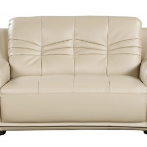 36" Elegant Beige Leather Loveseat