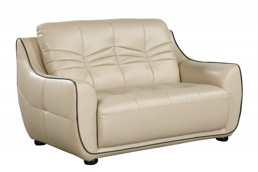 36" Elegant Beige Leather Loveseat - Image 2