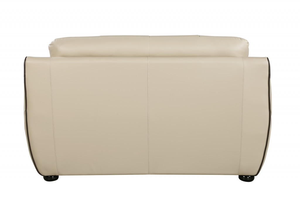 36" Elegant Beige Leather Loveseat - Image 3