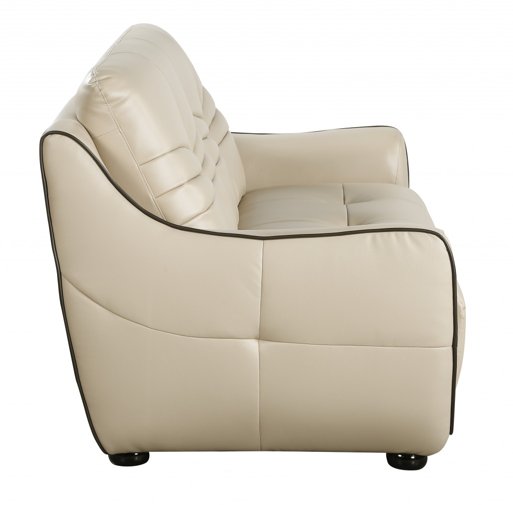36" Elegant Beige Leather Loveseat - Image 4