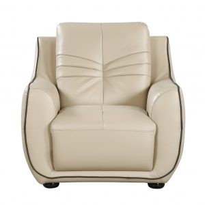 36" Beige Elegant Faux Leather Chair