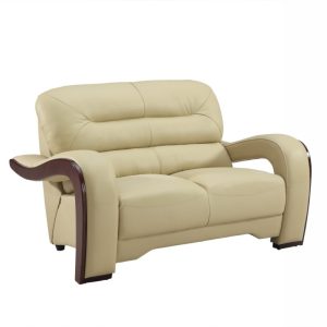 36" Glamorous Beige Leather Loveseat