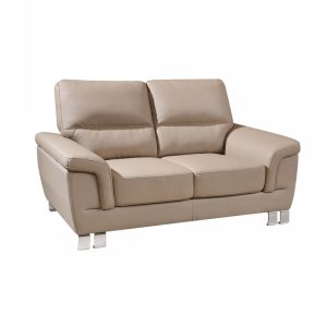 37" Modern Beige Leather Loveseat