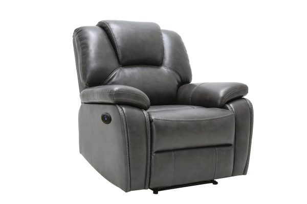 40" Grey Contemporary Leather Power Reclining Chair - Image 2
