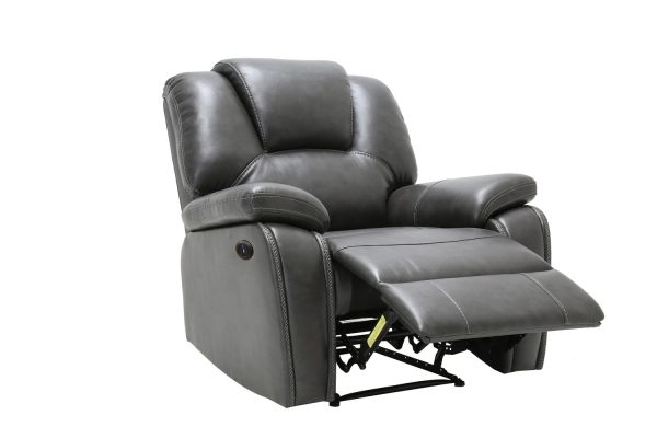 40" Grey Contemporary Leather Power Reclining Chair - Image 4