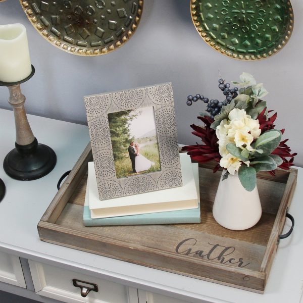 Modern Farmhouse Gather Wood & Metal Tray - Image 2