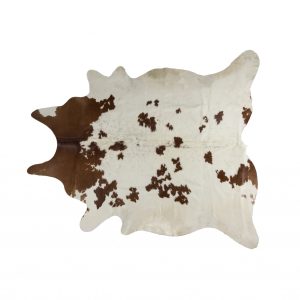 72" x 84" White and Brown Cowhide  Rug