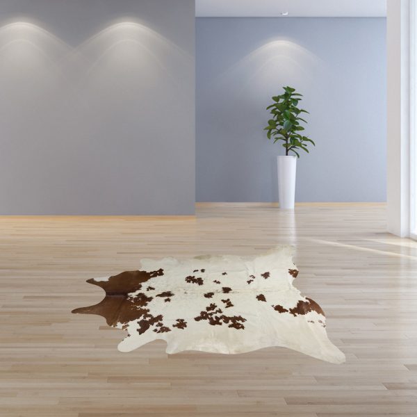 72" x 84" White and Brown Cowhide  Rug - Image 3