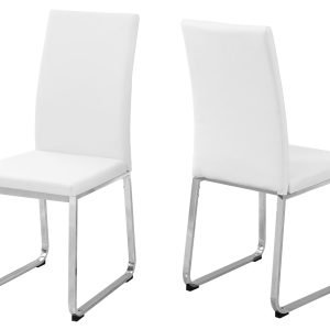 39.5" x 34" x 76" White Foam Metal Leather Look Dining Chairs 2pcs