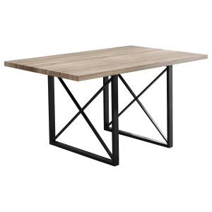36" x 60" x 30" Dark Taupe Black HollowCore Particle Board Metal Dining Table