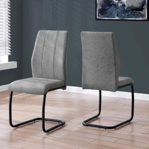 Two 77.5" Fabric Black Metal and Polyester Dining Chairs