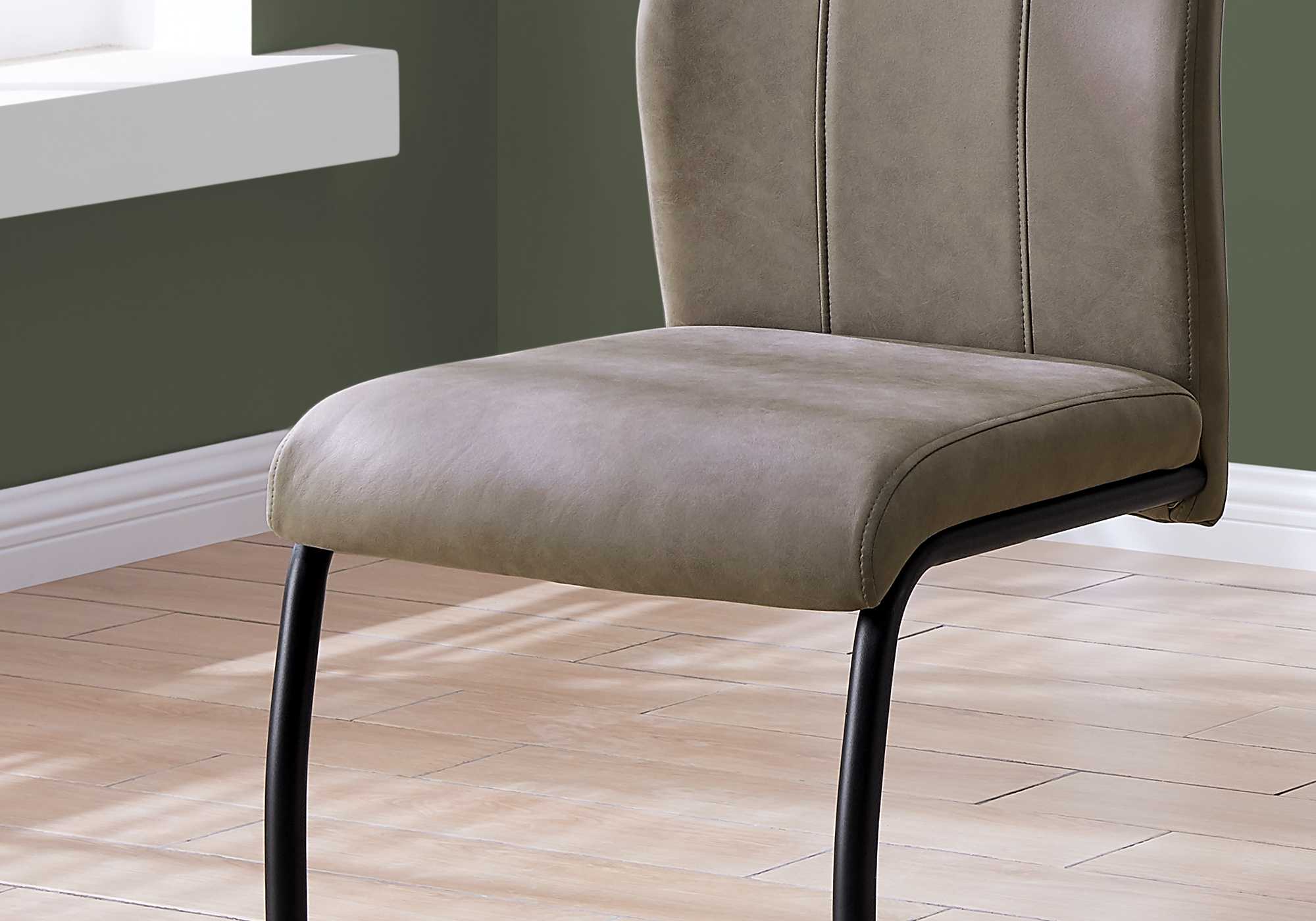 40.5" x 34.5" x 77.5" Taupe Black Foam Metal Polyester Dining Chairs 2pcs - Image 2