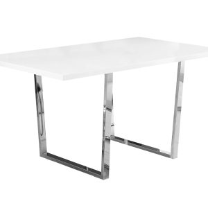 35.5" x 59" x 30.25" White Particle Board Metal  Dining Table