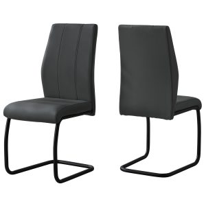 40.5" x 34.5" x 77.5" Grey Black Foam Metal Leather Look Dining Chairs 2pcs