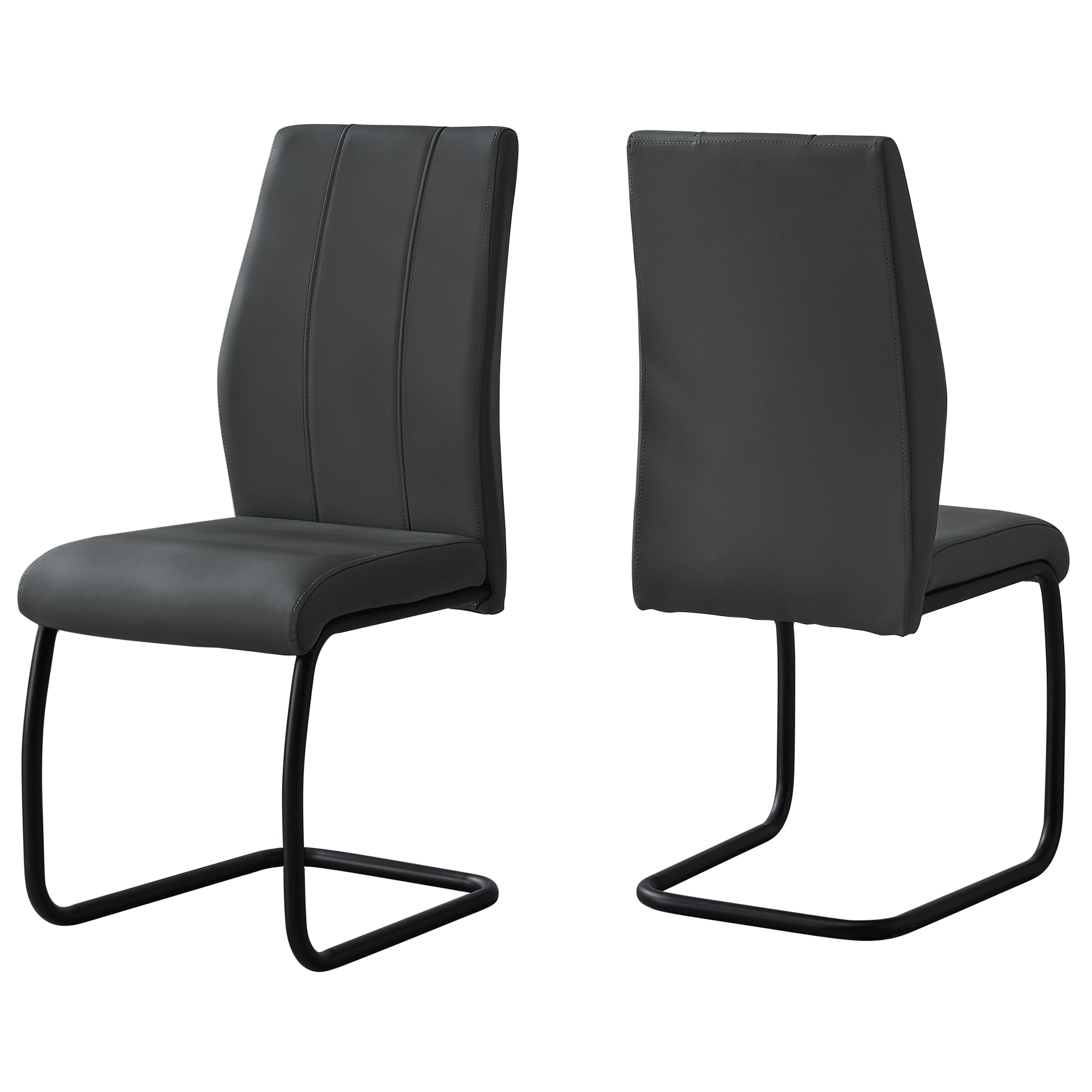 40.5" x 34.5" x 77.5" Grey Black Foam Metal Leather Look Dining Chairs 2pcs