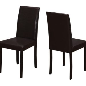 44.5" x 35.5" x 72" Cappuccino Foam Solid Wood Leather Look Dining Chairs 2pcs