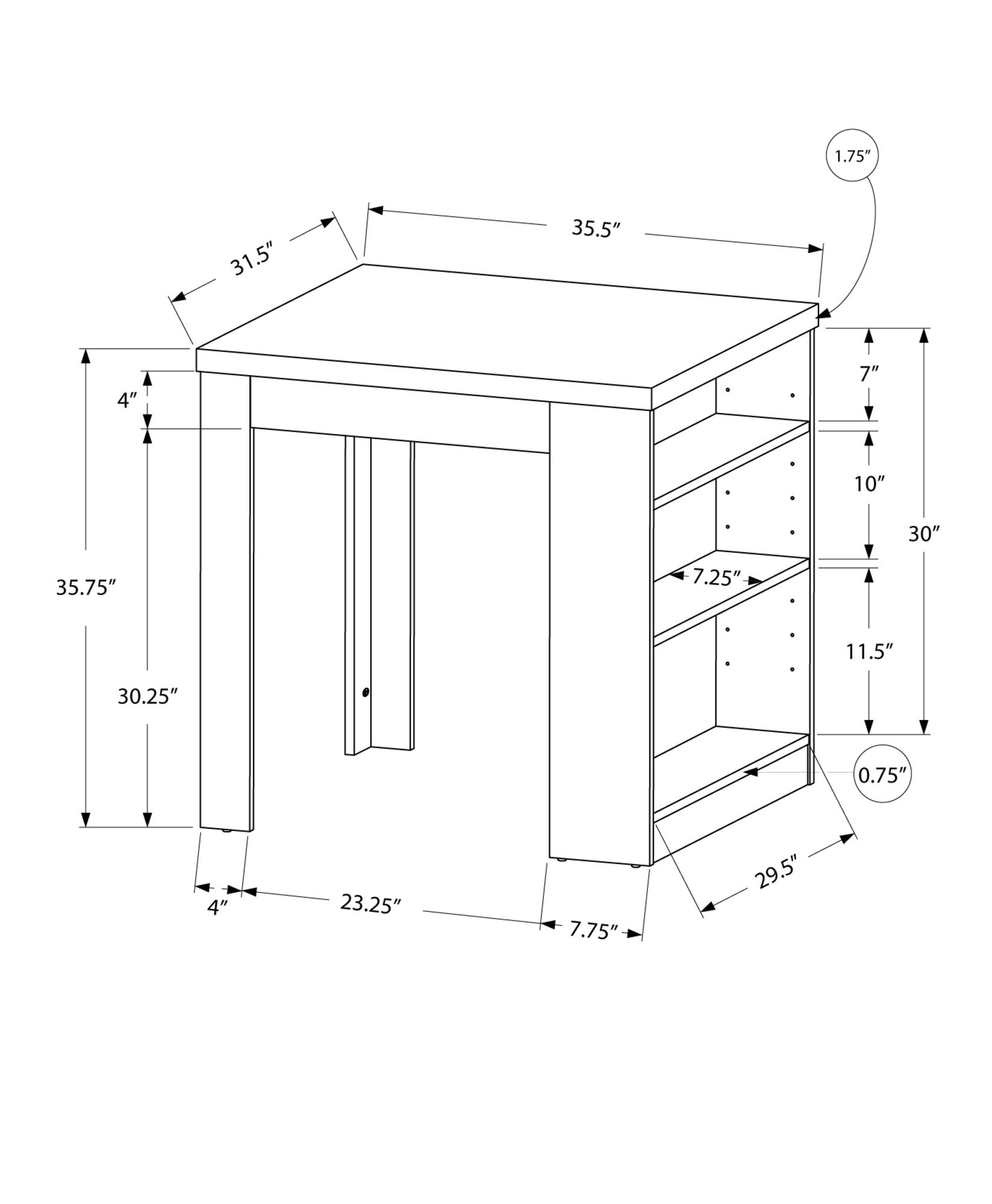 30" White Particle Board Hollow Core and MDF Counter Height Dining Table - Image 4