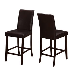 45" x 35.5" x 80" Brown Leather Look Counter height 2pcs Dining Chair