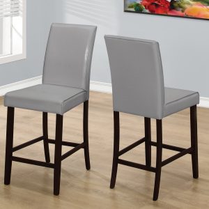 Set of Two Grey Faux Leather Counter Height Dining Chairs