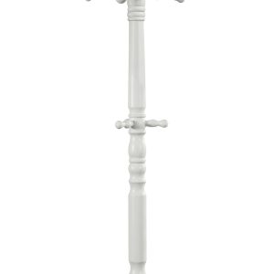 White Solid Wood Coat Rack with Triple Tiered Coat Stand