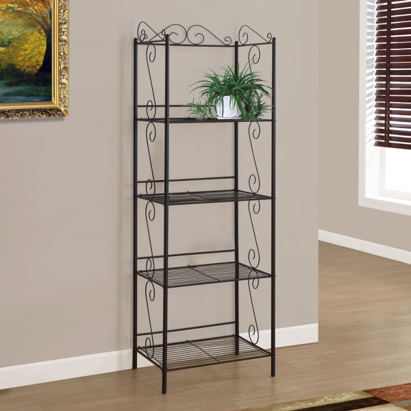 15.25" x 22" x 70" Brown Metal Shelf  Bookcase - Image 5