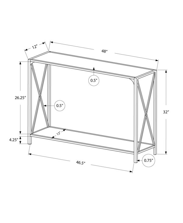 12" x 48" x 32" White Finish and White Metal Accent Table - Image 3