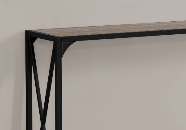 12" x 48" x 32" Dark Taupe Finish  and Black Metal Accent Table - Image 2
