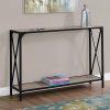 12" x 48" x 32" Dark Taupe Finish  and Black Metal Accent Table - Image 5