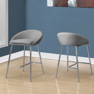 41" x 41" x 59.5" Grey  Foam  Metal  Polyester  Barstool 2pcs