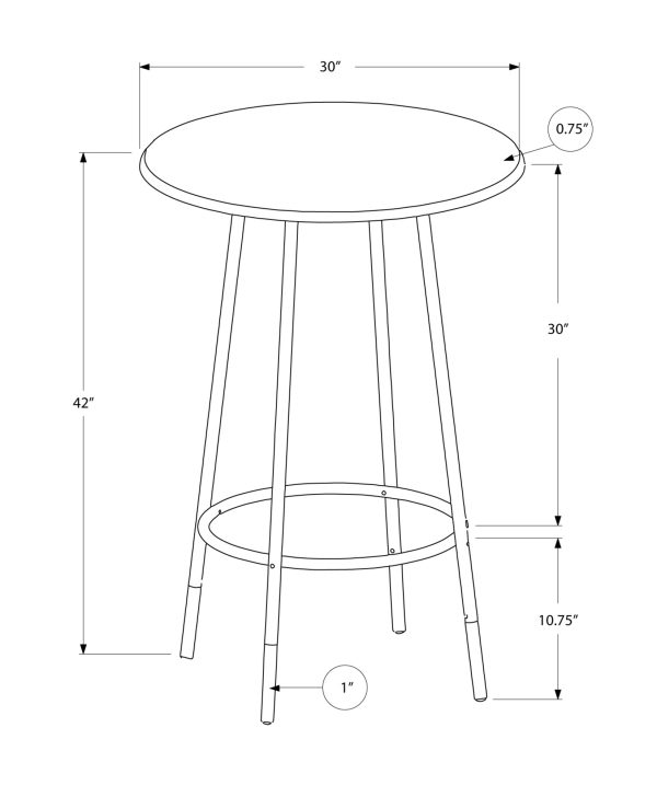 30" x 30" x 42" Cappuccino  Espresso  Mdf  Metal  Home Bar - Image 3