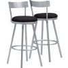 38" x 38" x 86" Silver  Black  Metal  Foam  MicroSuede  Barstool 2pcs