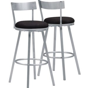 38" x 38" x 86" Silver  Black  Metal  Foam  MicroSuede  Barstool 2pcs