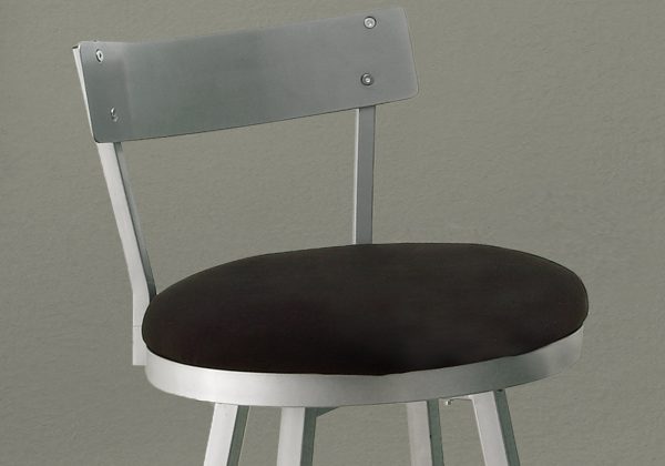 38" x 38" x 86" Silver  Black  Metal  Foam  MicroSuede  Barstool 2pcs - Image 2